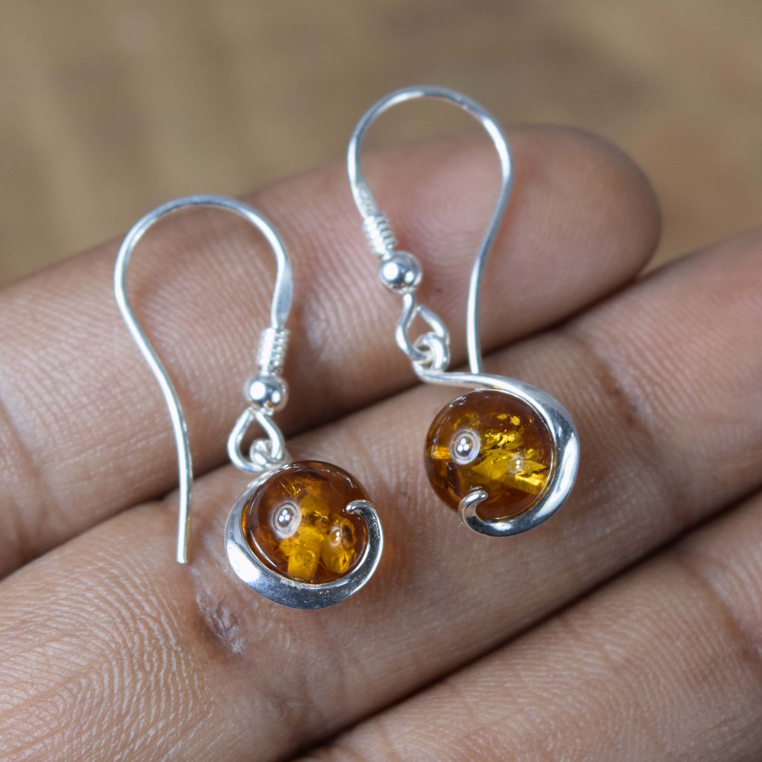 Baltic Amber Hook 925 Sterling Silver Earring