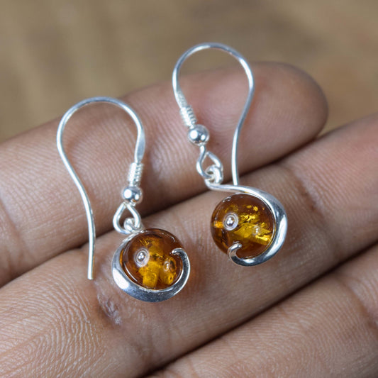 Baltic Amber Hook 925 Sterling Silver Earring