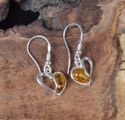 Baltic Amber Hook 925 Sterling Silver Earring