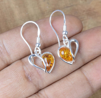 Baltic Amber Hook 925 Sterling Silver Earring