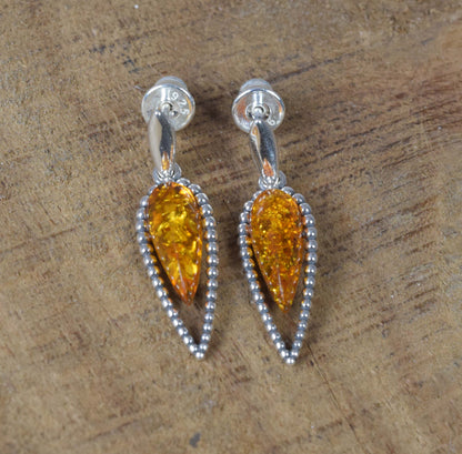 Baltic Amber Hook 925 Sterling Silver Earring