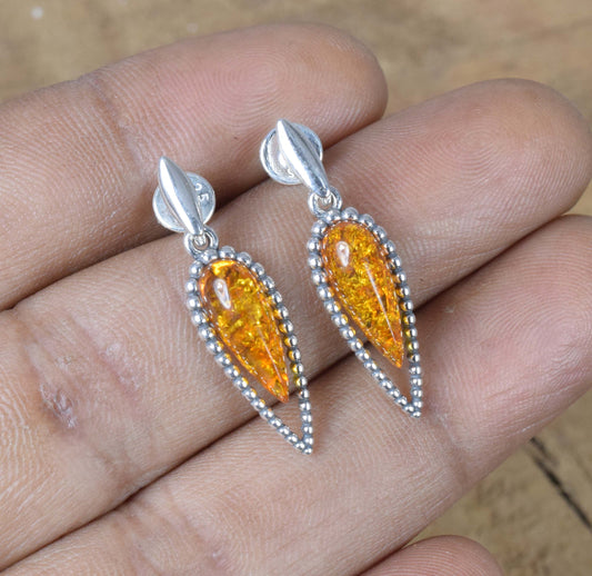 Baltic Amber Hook 925 Sterling Silver Earring