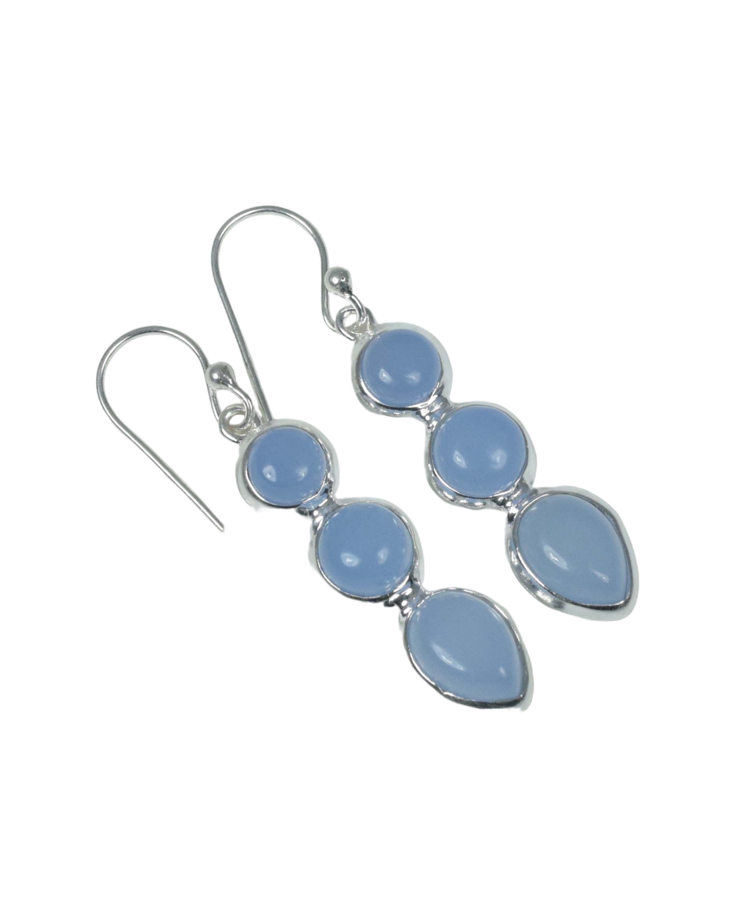 Blue Chalcedony 925 Sterling Silver Gemstone Hook Earring