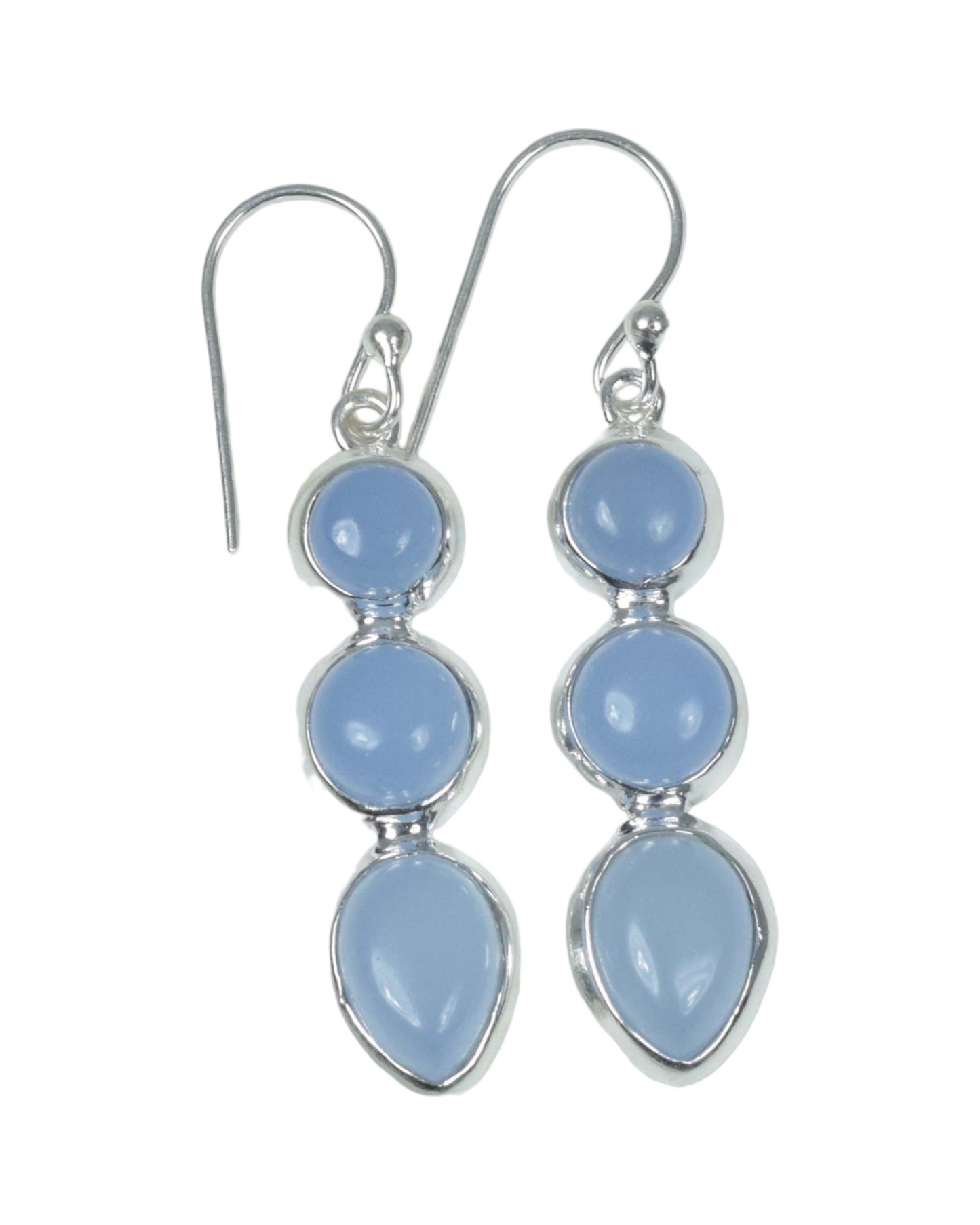 Blue Chalcedony 925 Sterling Silver Gemstone Hook Earring