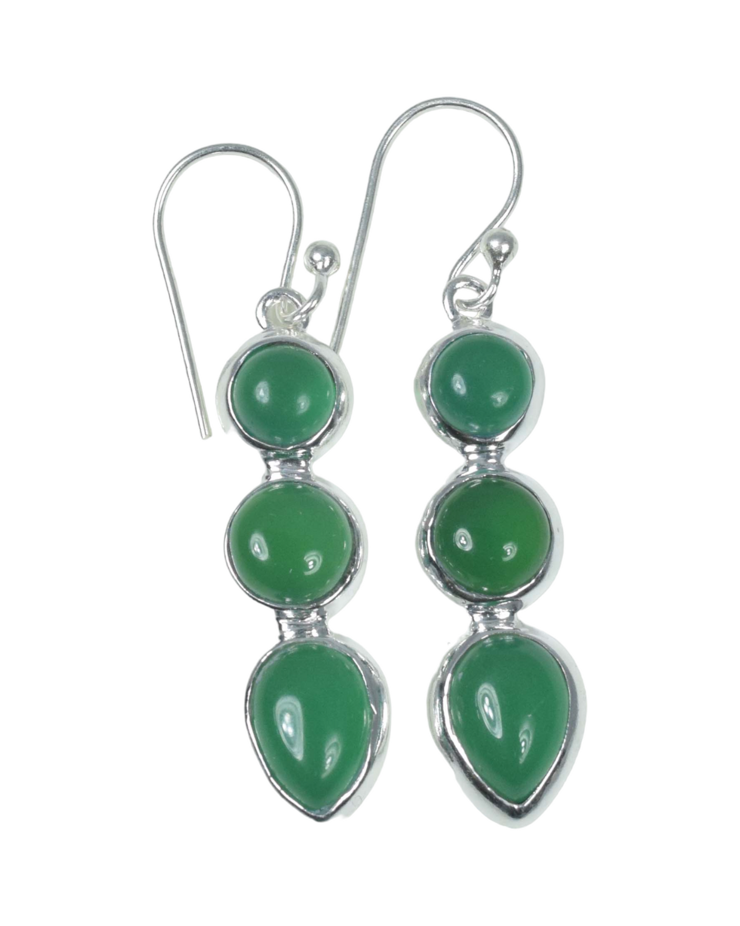 Green Onyx 925 Sterling Silver Gemstone Hook Earring