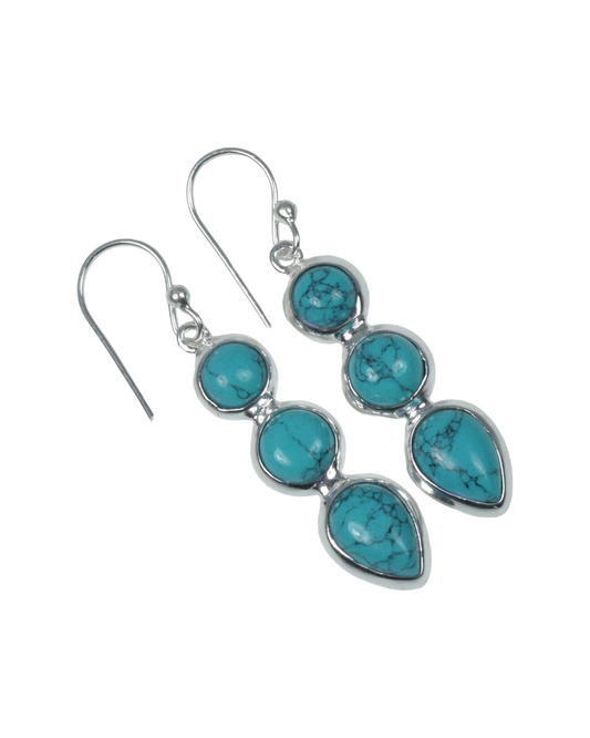 Turquoise 925 Sterling Silver Gemstone Hook Earring