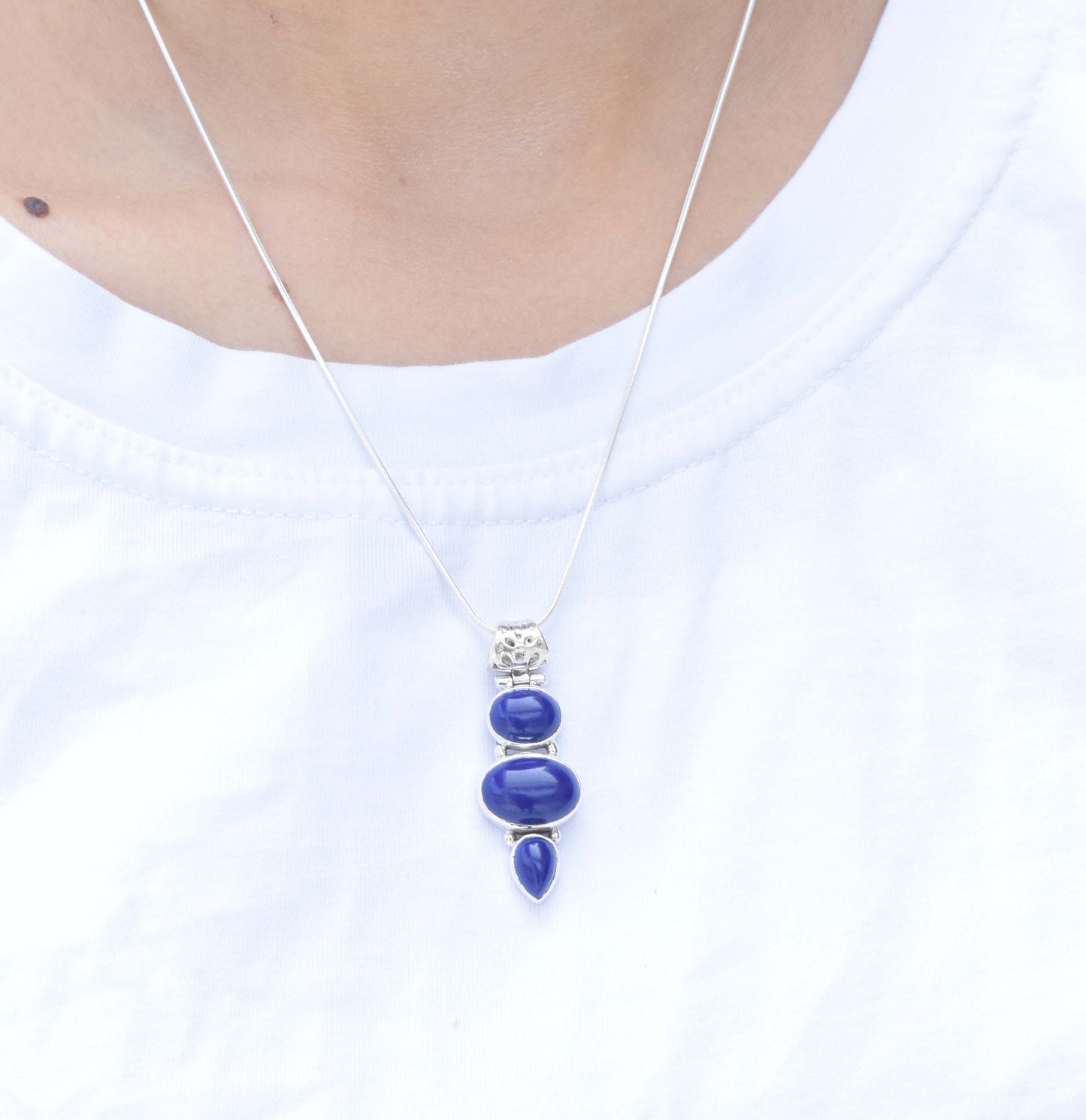 Blue Lapis 925 Sterling Silver Gemstone Necklace
