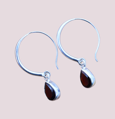 925 Sterling Silver Natural Gemstone Hoop Earring