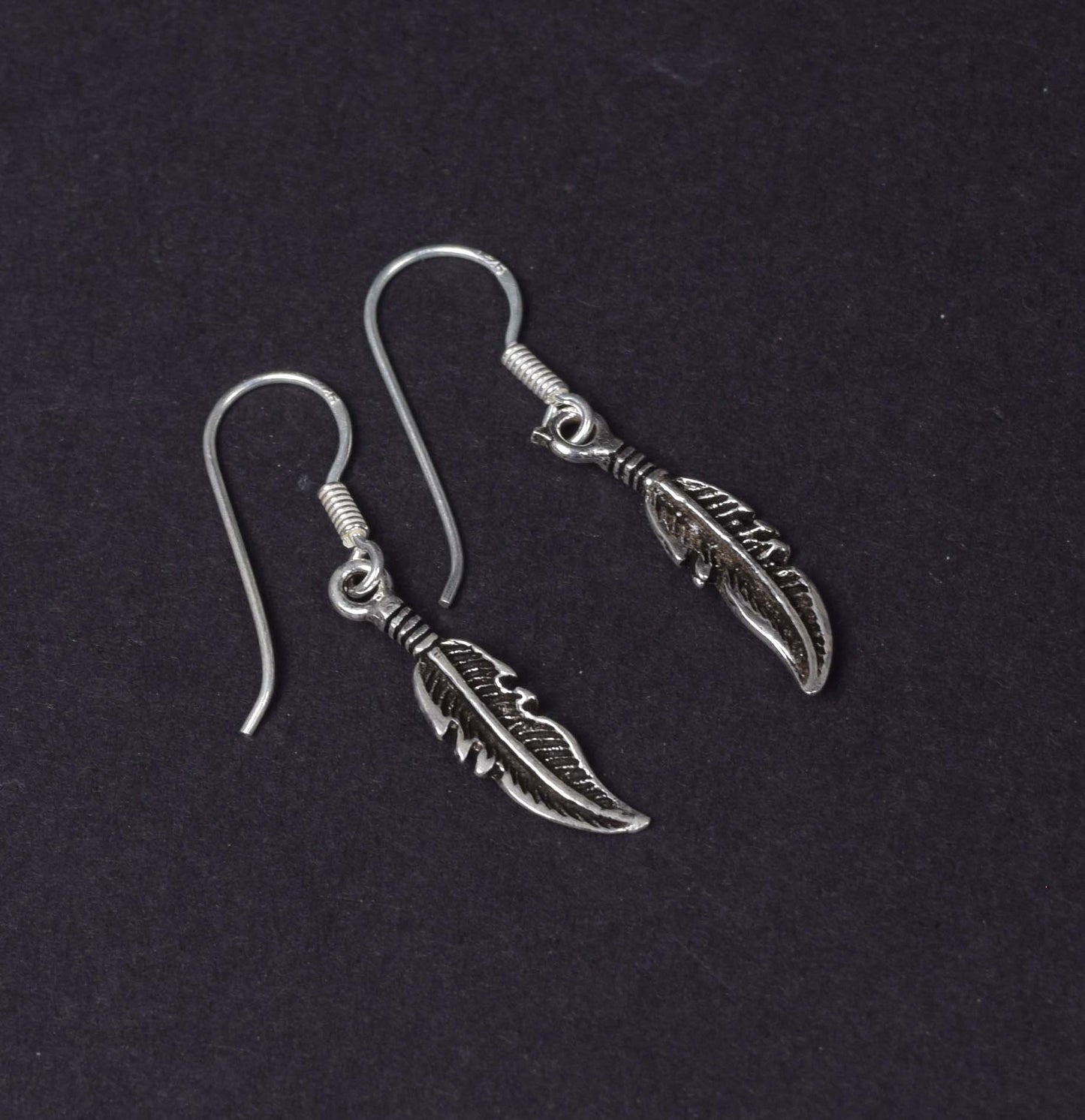 925 Sterling Silver Plain Feather Earring