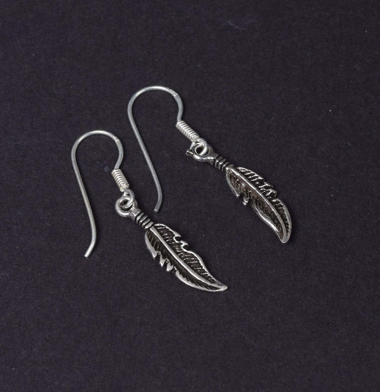 925 Sterling Silver Plain Feather Earring