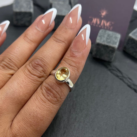 Yellow Citrine 925 Sterling Silver Natural Gemstone Ring