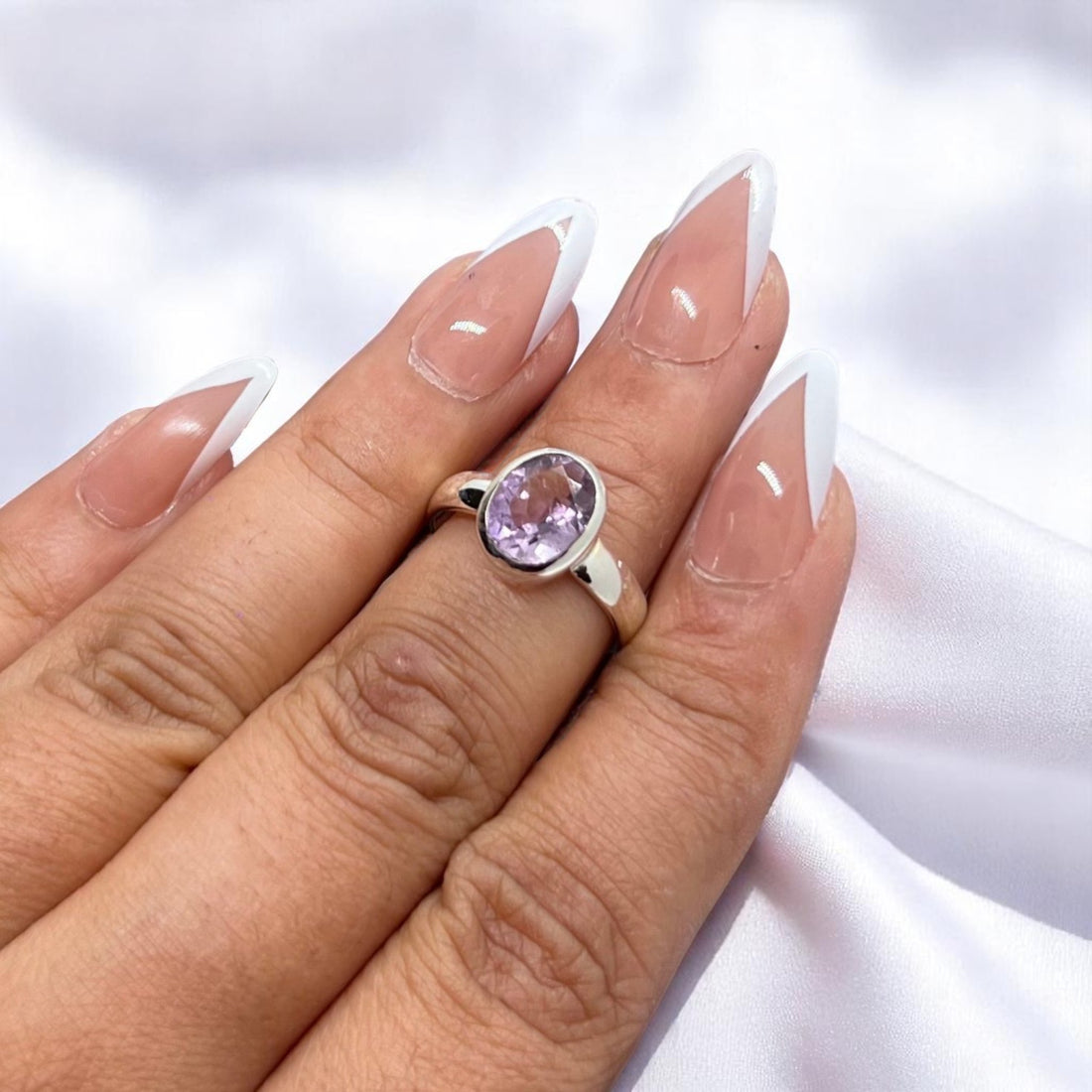 Cut Natural Amethyst 925 Sterling Silver Gemstone Ring ~ Handmade Jewelry ~ Oval Shape