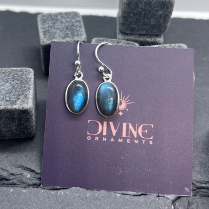 Labradorite 925 Sterling Silver Gemstone 1 Pair Hook Earring ~ Oval Shape Earring ~ Handmade Jewelry