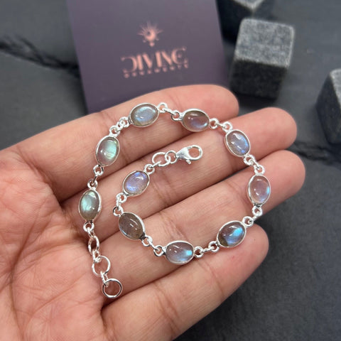 925 Sterling Silver Natural Gemstone Minimalist Bracelet