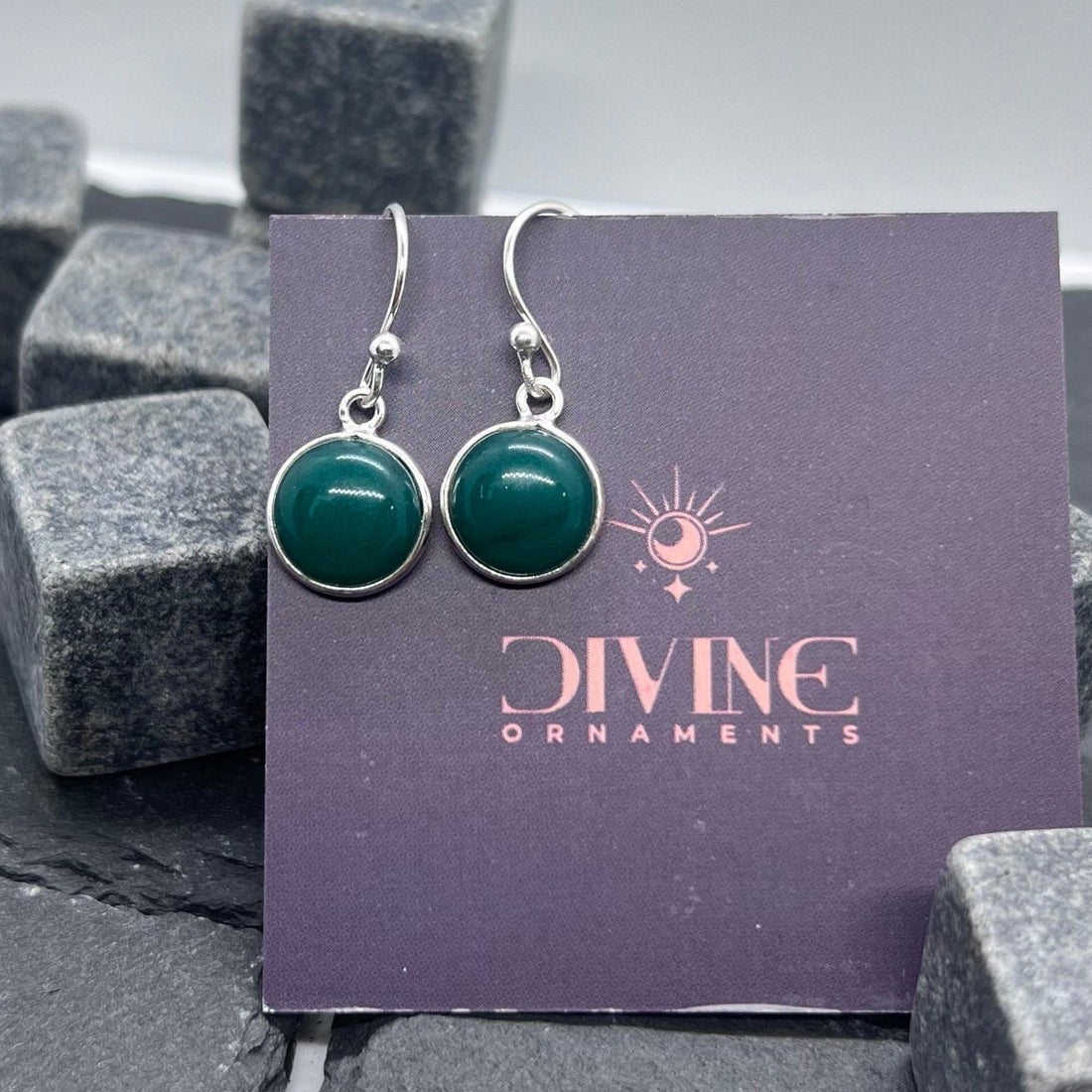 Green Onyx 925 Sterling Silver Onyx Jewelry Round Shape Hook Earring