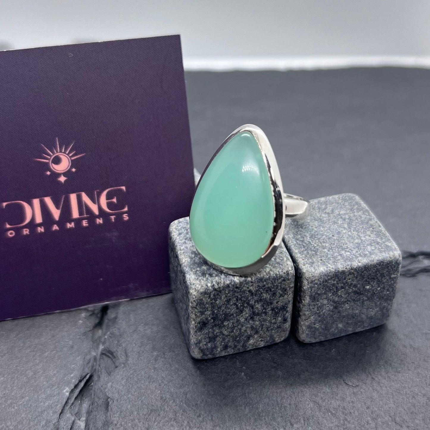 Aqua Chalcedony 925 Sterling Silver Gemstone Ring