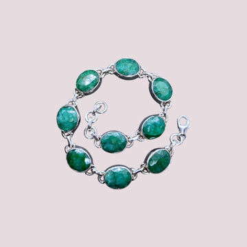 Emerald 925 Sterling Silver Minimalist Bracelet