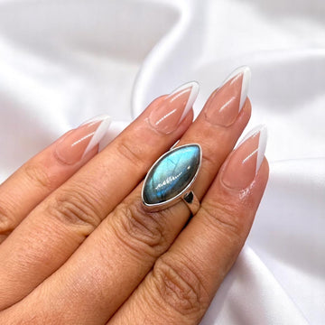 Labradorite 925 Sterling Silver Black Moonstone Gemstone Ring