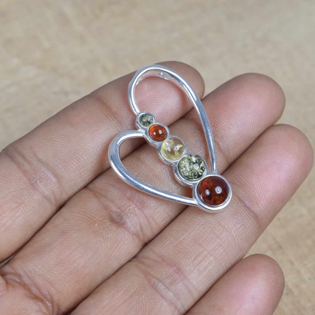 Multi Baltic Amber 925 Sterling Silver Natural Gemstone Pendant
