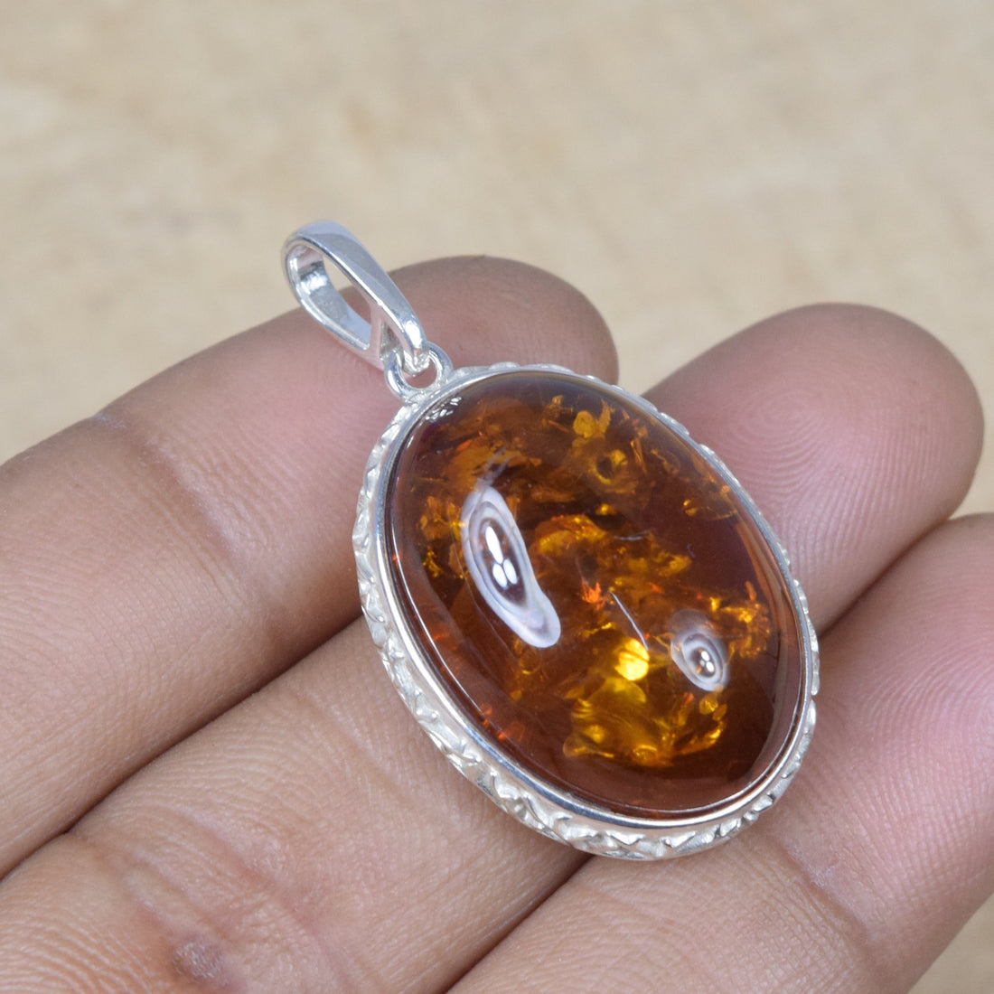 Baltic Amber 925 Sterling Silver Natural Gemstone Pendant