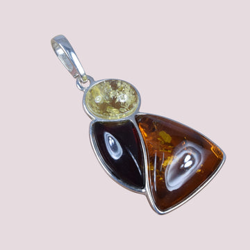 Multi Baltic Amber 925 Sterling Silver Natural Gemstone Pendant