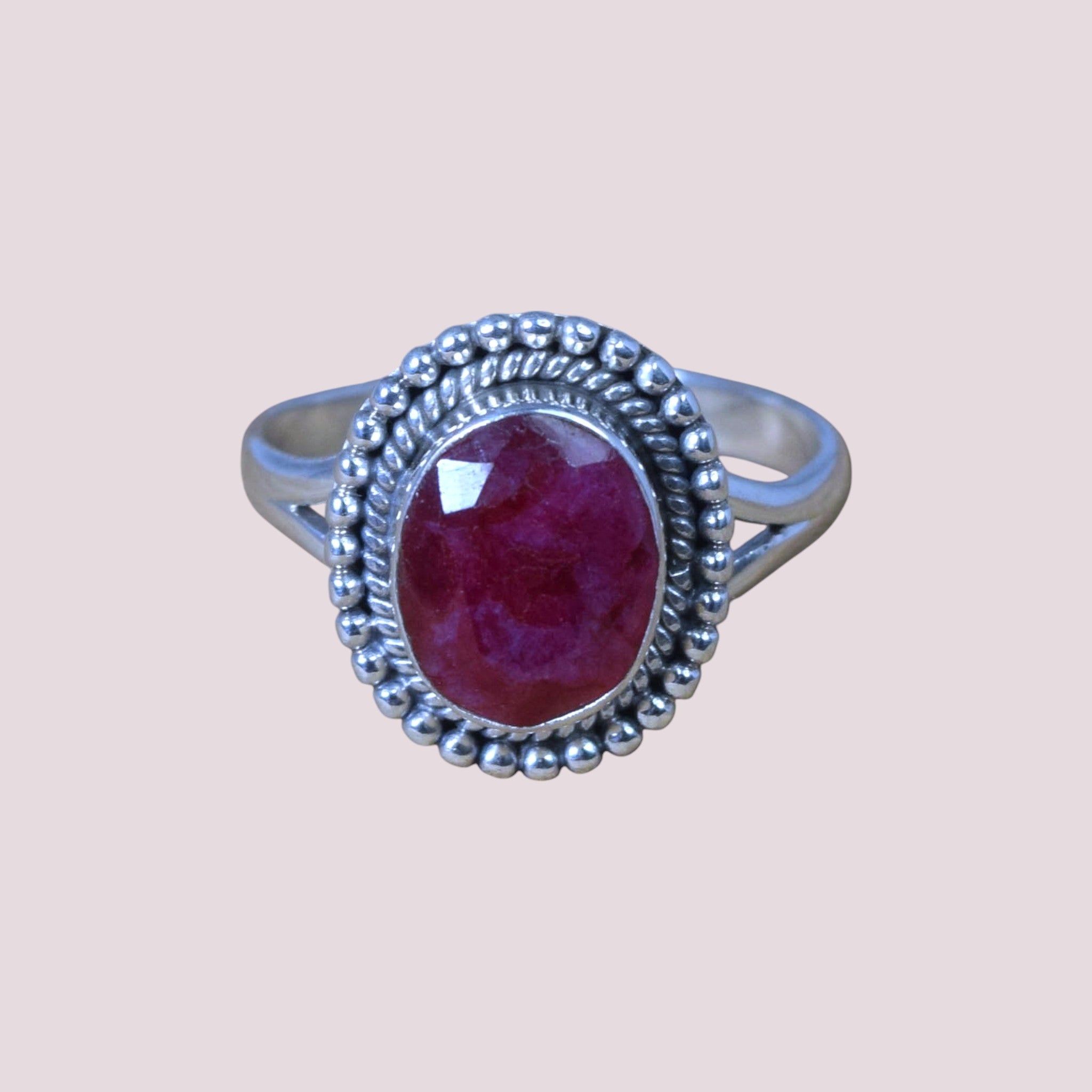 925 Sterling Silver Natural Gemstone Oval Shape Ring