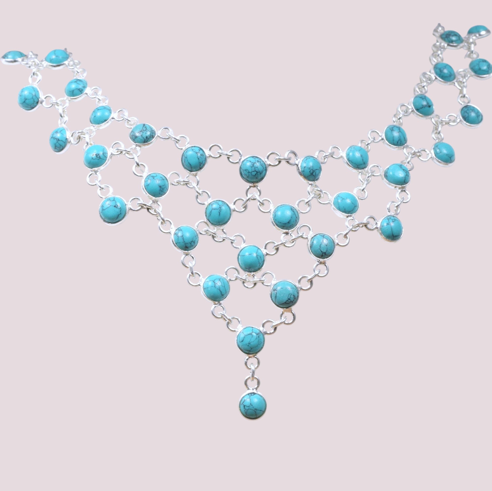 925 Sterling Silver Natural Gemstone Statement Necklace