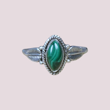 925 Sterling Silver Vintage Leaf Marquise Gemstone Ring