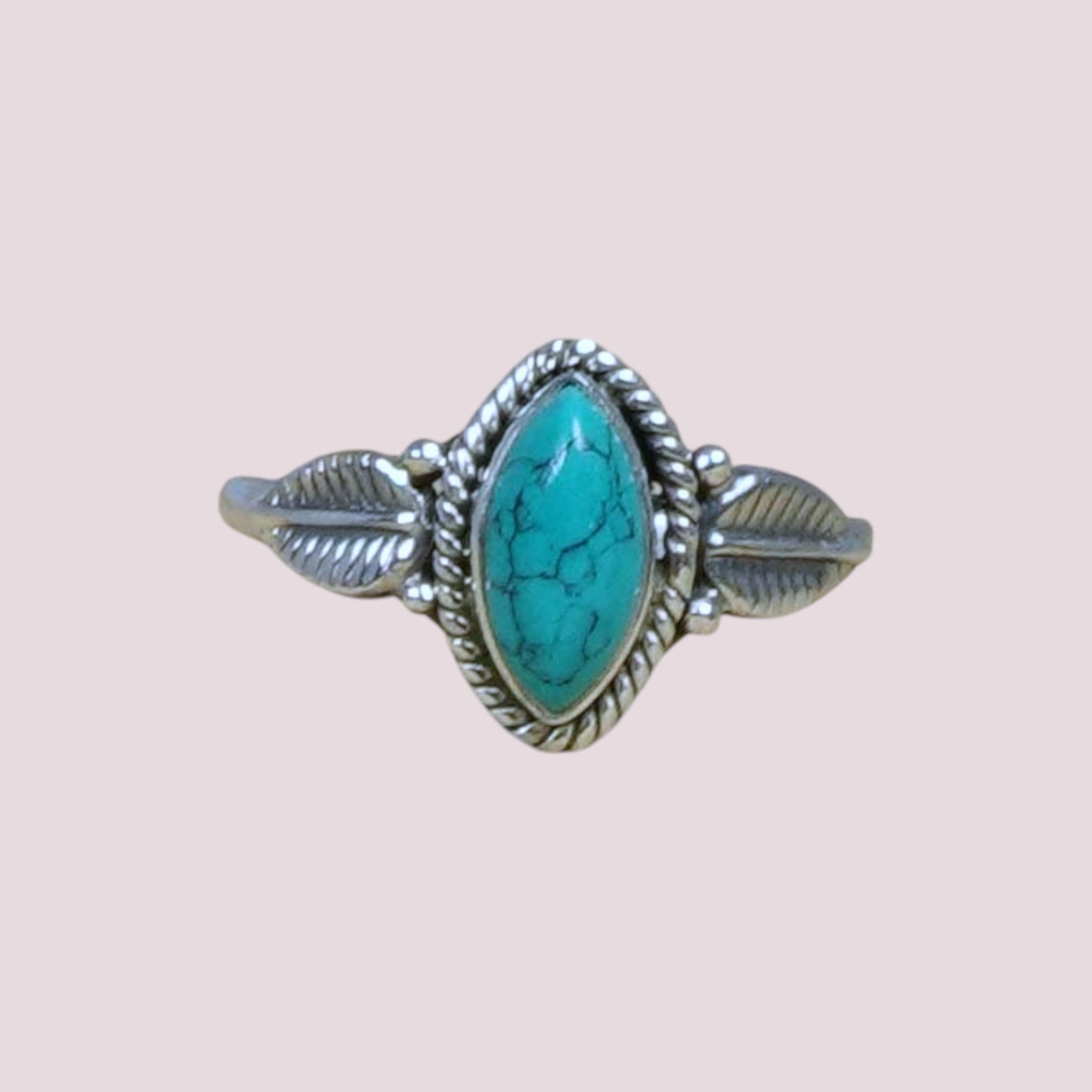 925 Sterling Silver Vintage Leaf Marquise Gemstone Ring