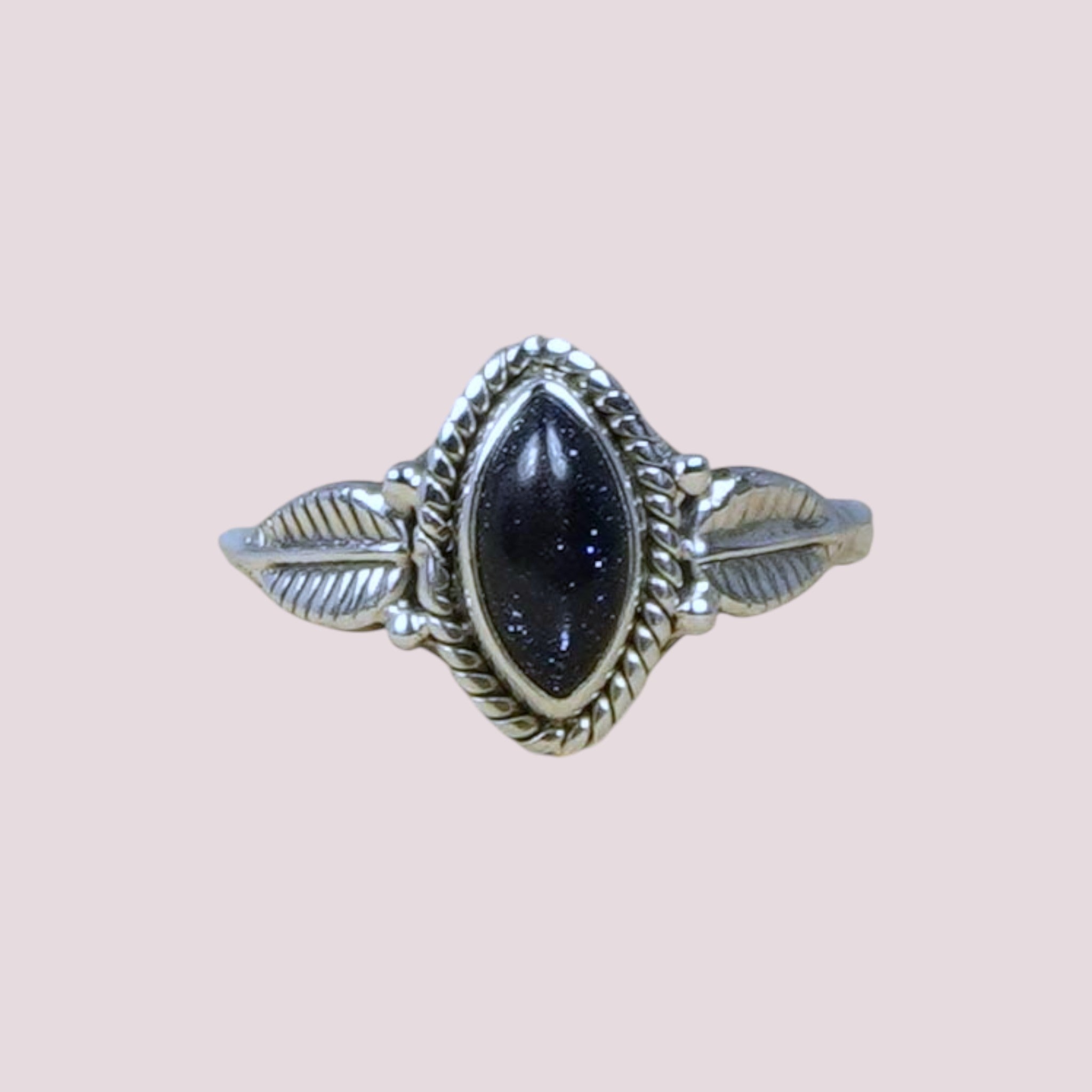 925 Sterling Silver Vintage Leaf Marquise Gemstone Ring