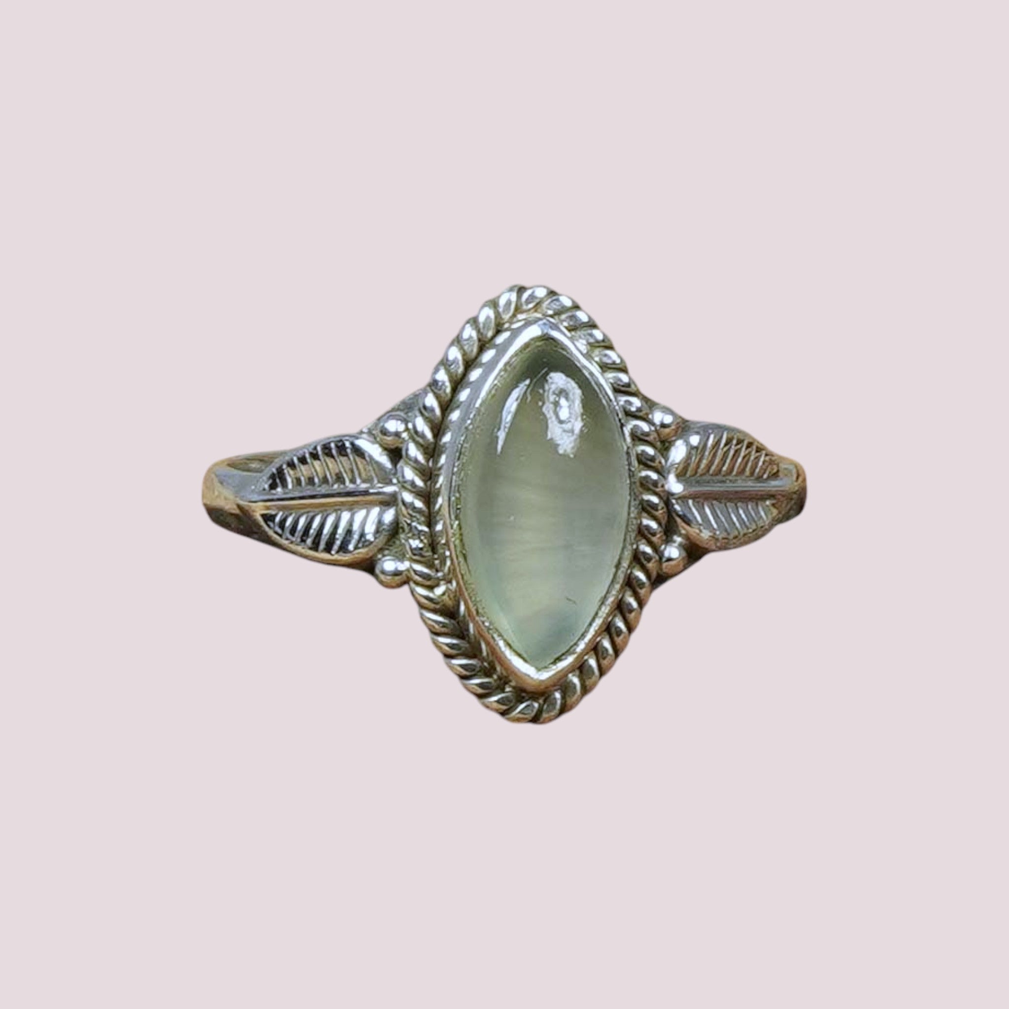 925 Sterling Silver Vintage Leaf Marquise Gemstone Ring