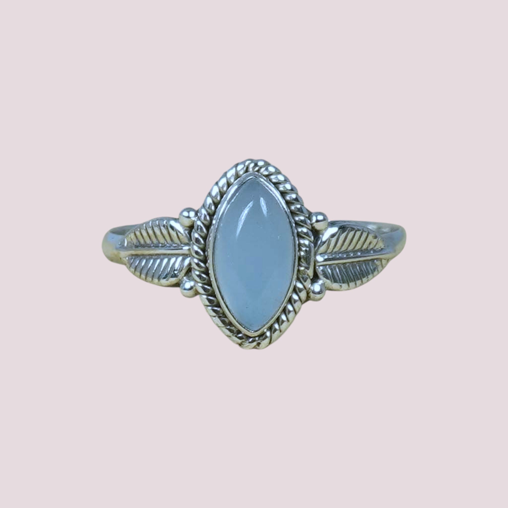 925 Sterling Silver Vintage Leaf Marquise Gemstone Ring