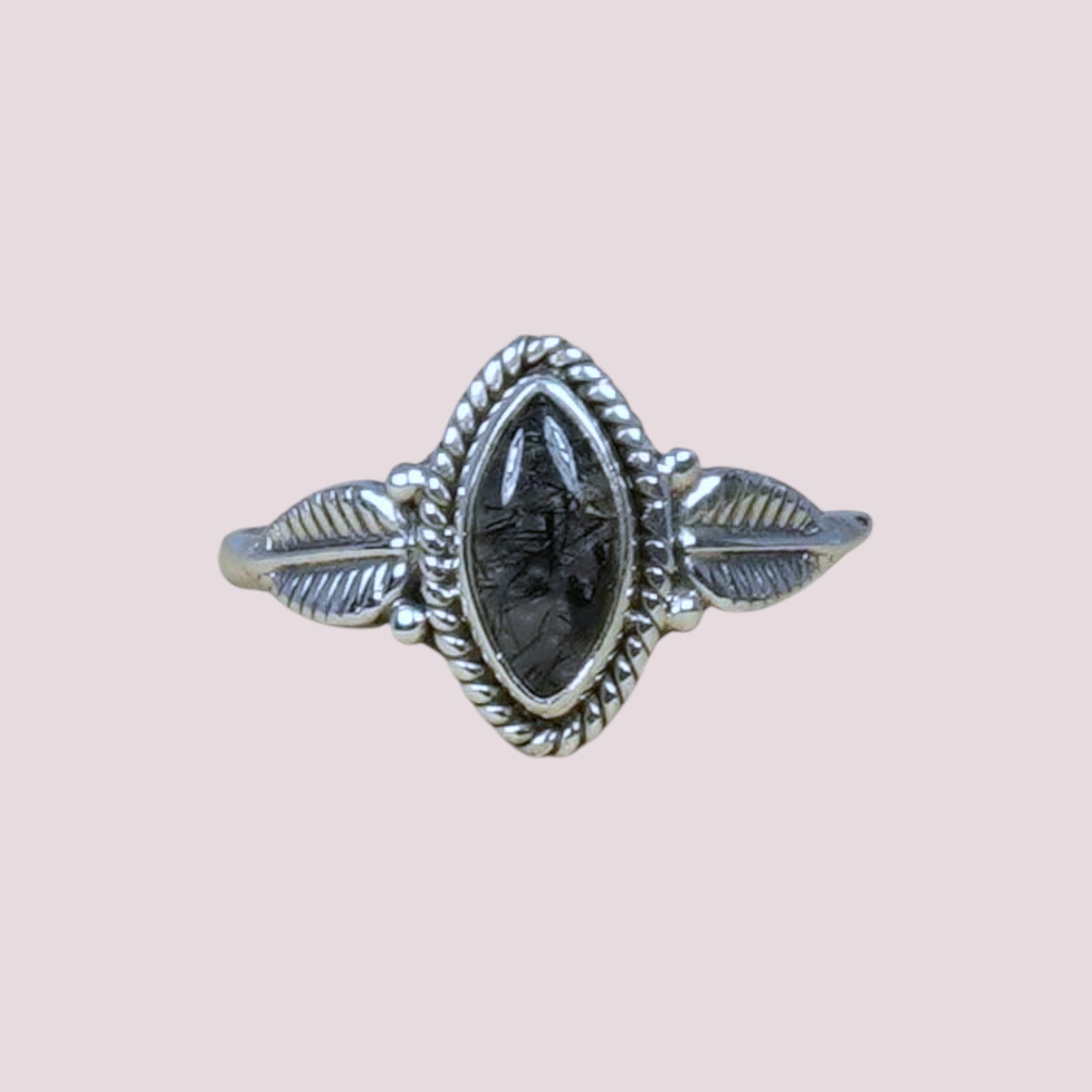 925 Sterling Silver Vintage Leaf Marquise Gemstone Ring