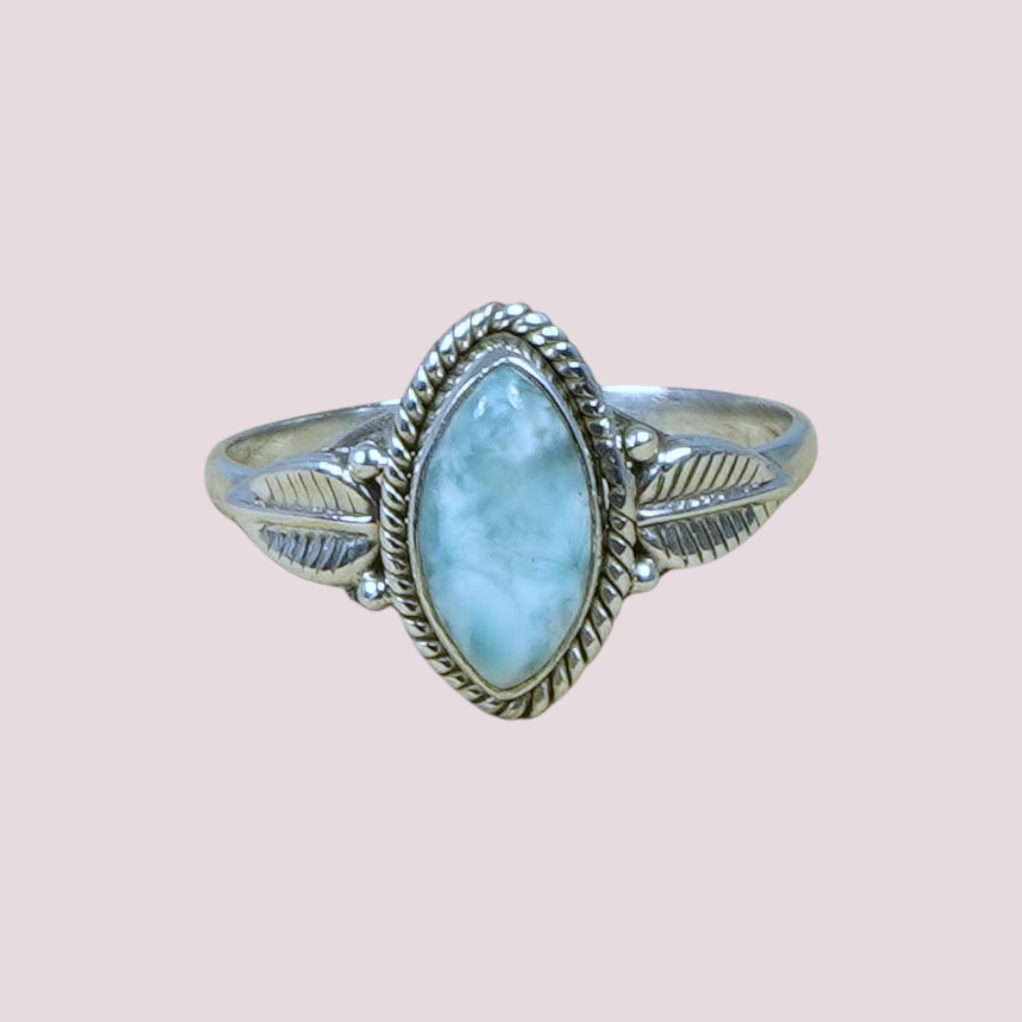 925 Sterling Silver Vintage Leaf Marquise Gemstone Ring
