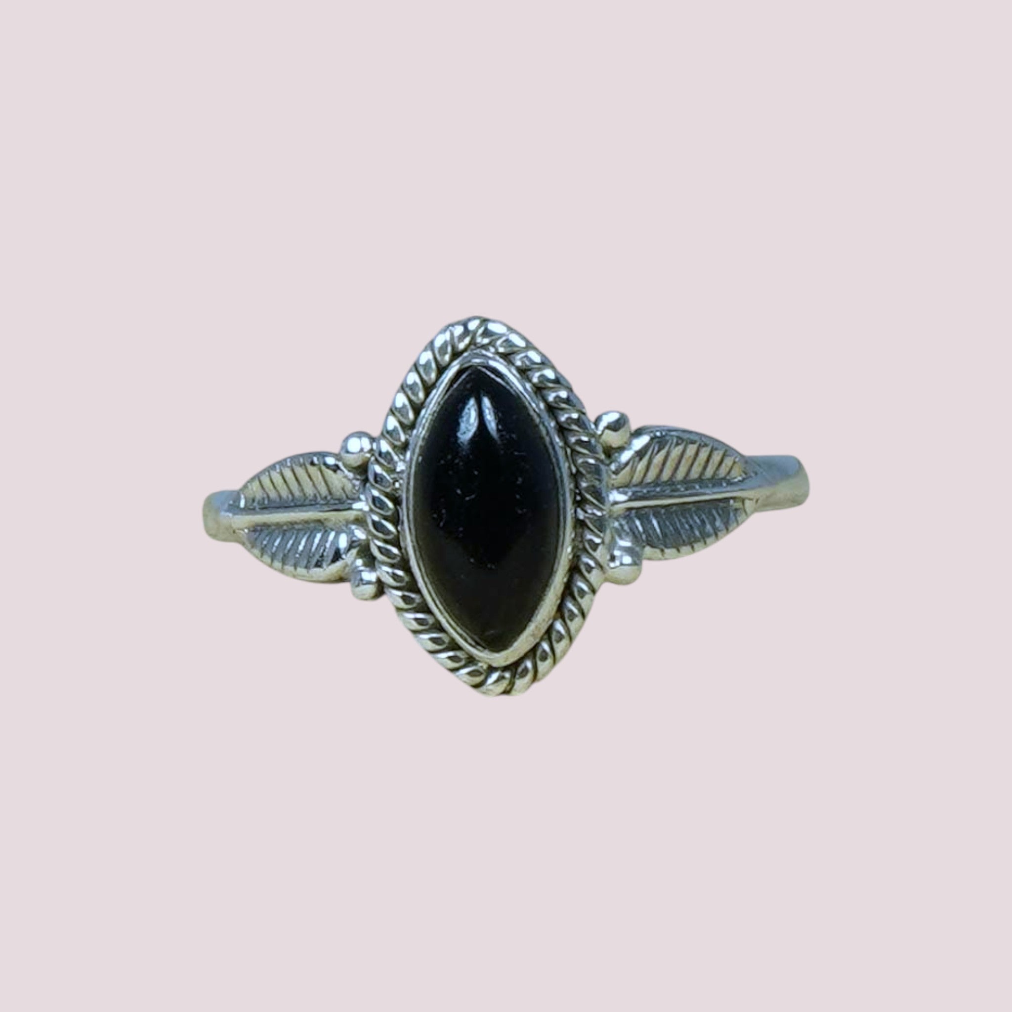 925 Sterling Silver Vintage Leaf Marquise Gemstone Ring
