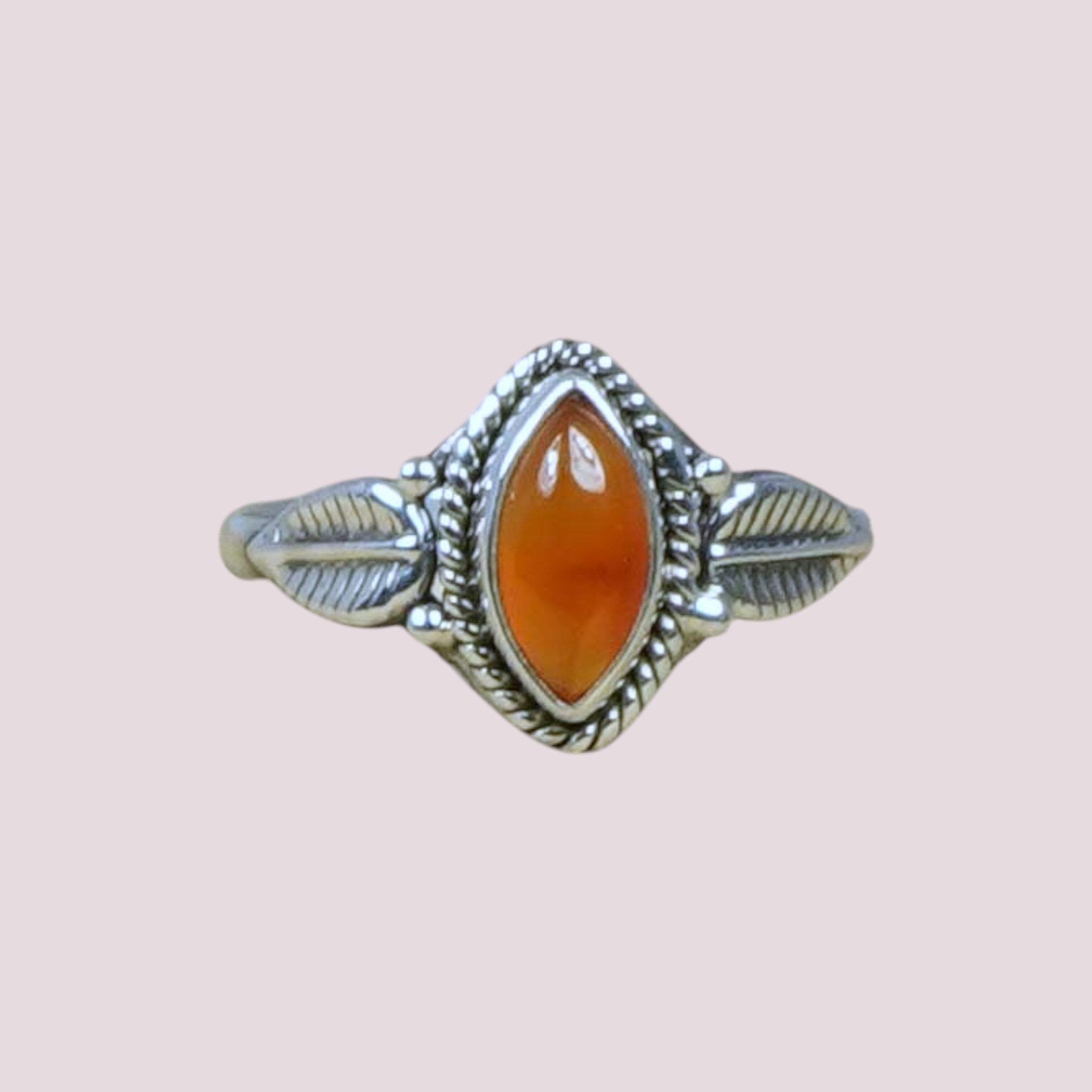 925 Sterling Silver Vintage Leaf Marquise Gemstone Ring