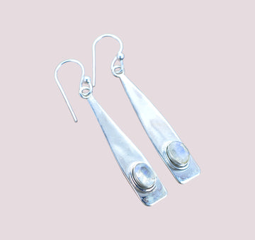 925 Sterling Silver Natural Gemstone Long Earring