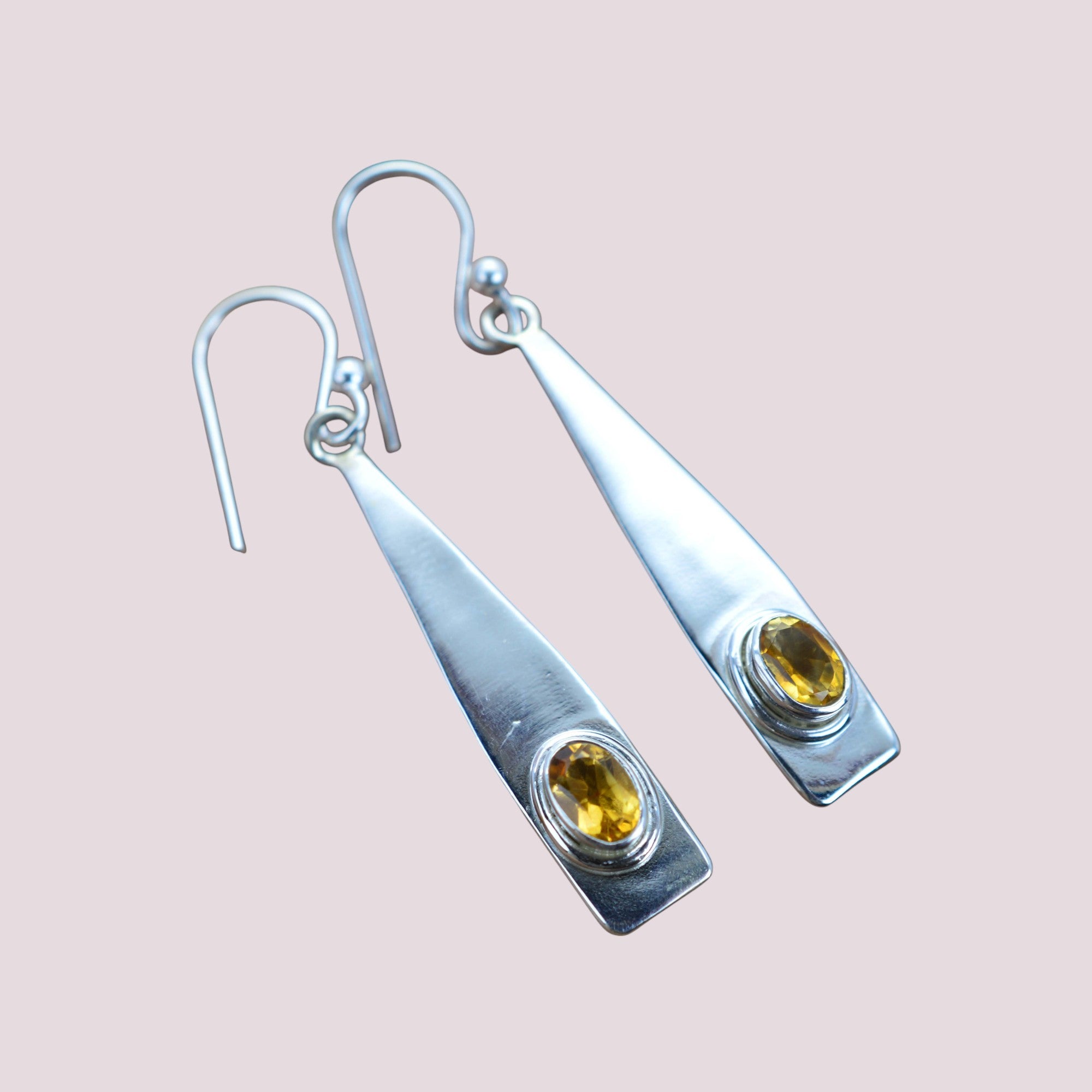 925 Sterling Silver Natural Gemstone Long Earring