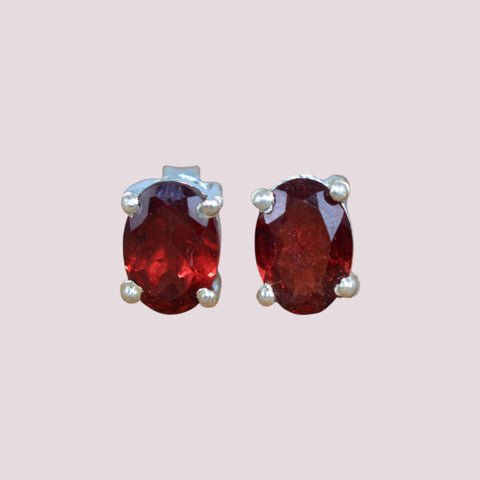 925 Sterling Silver Natural Gemstone Oval Shape Stud Earring