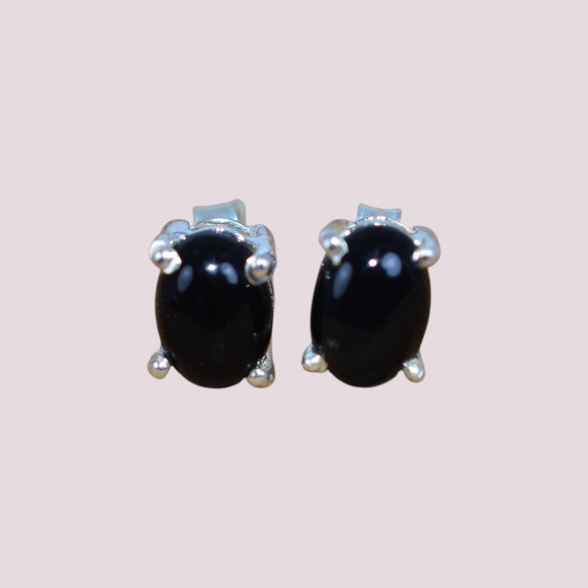 925 Sterling Silver Natural Gemstone Oval Shape Stud Earring