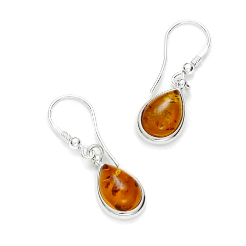 Baltic Amber 925 Sterling Silver Teardrop Dangle Earrings