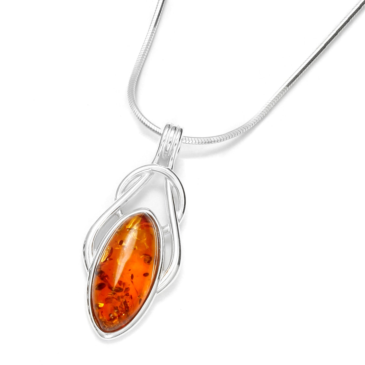 Baltic Amber 925 Sterling Silver Artistic Twist Pendant
