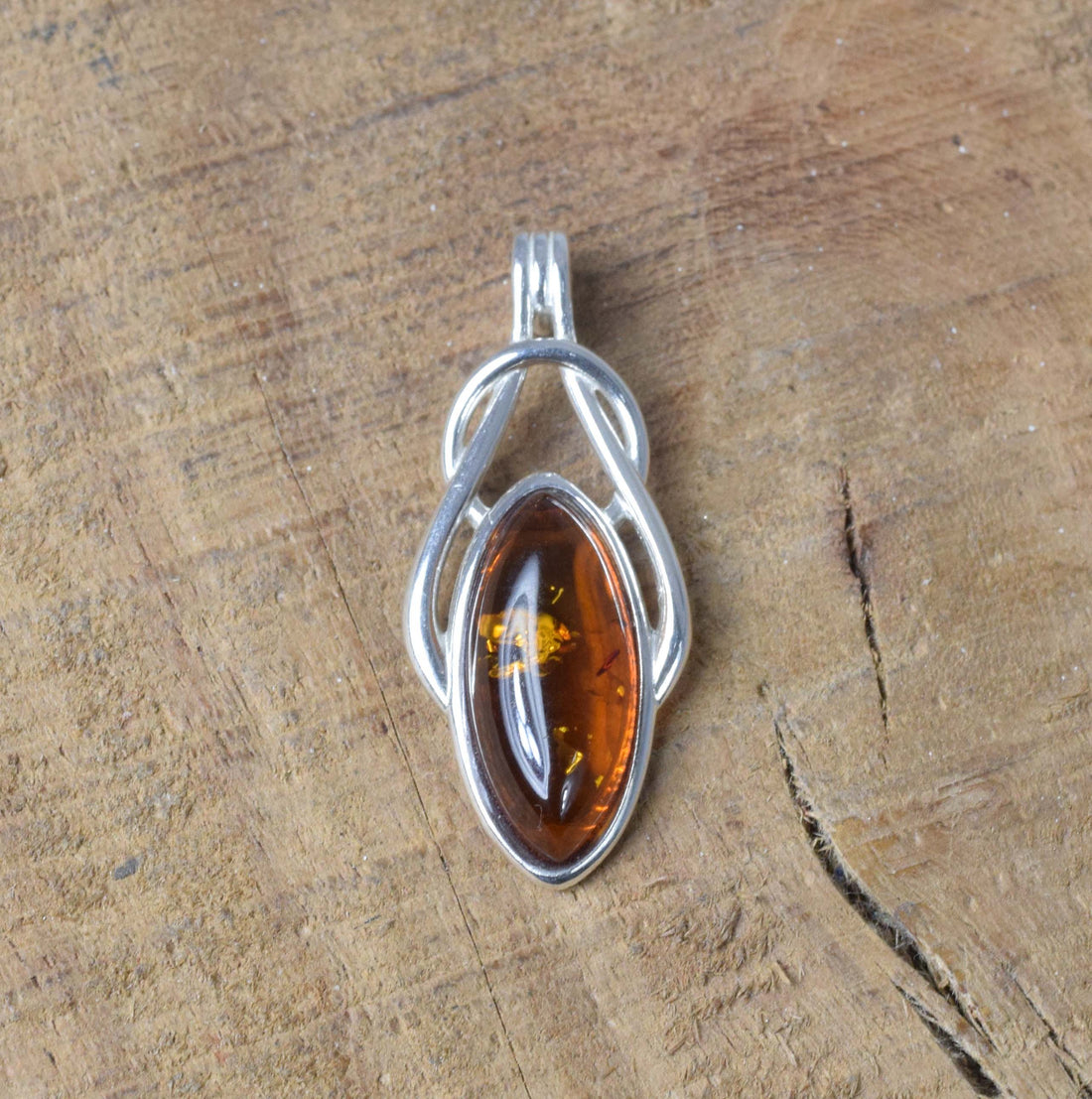 Baltic Amber 925 Sterling Silver Artistic Twist Pendant