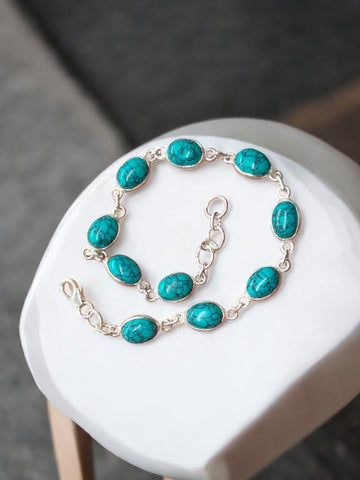 925 Sterling Silver Natural Gemstone Minimalist Bracelet