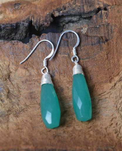 Green Jade 925 Sterling Silver Earring