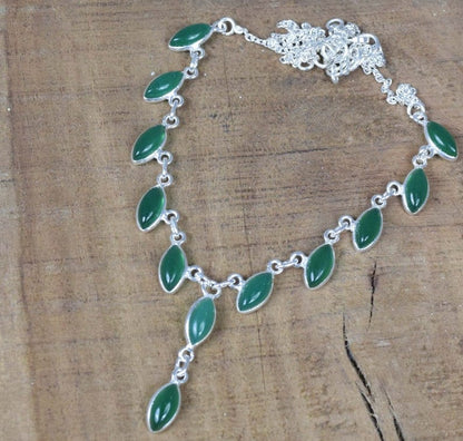 Green Onyx 925 Sterling Silver Necklace