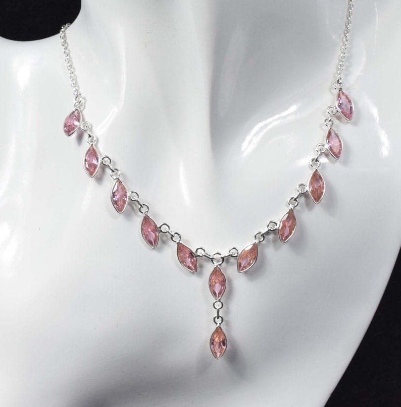 Pink Topaz 925 Sterling Silver Necklace