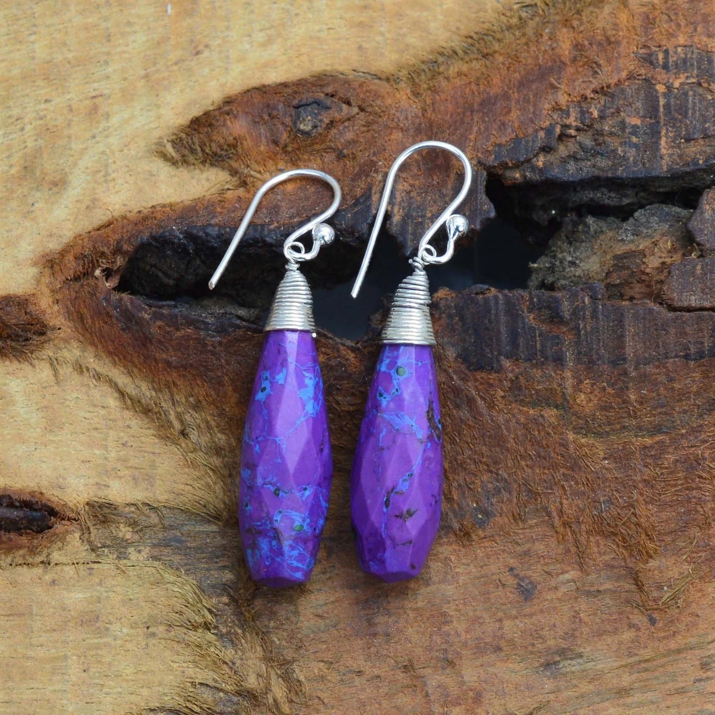 Purple Copper Turquoise 925 Sterling Silver Earring