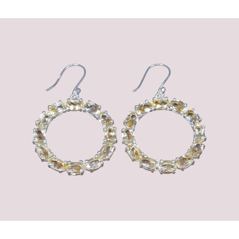 925 Sterling Silver Natural Gemstone Circle of Life Hook Earring