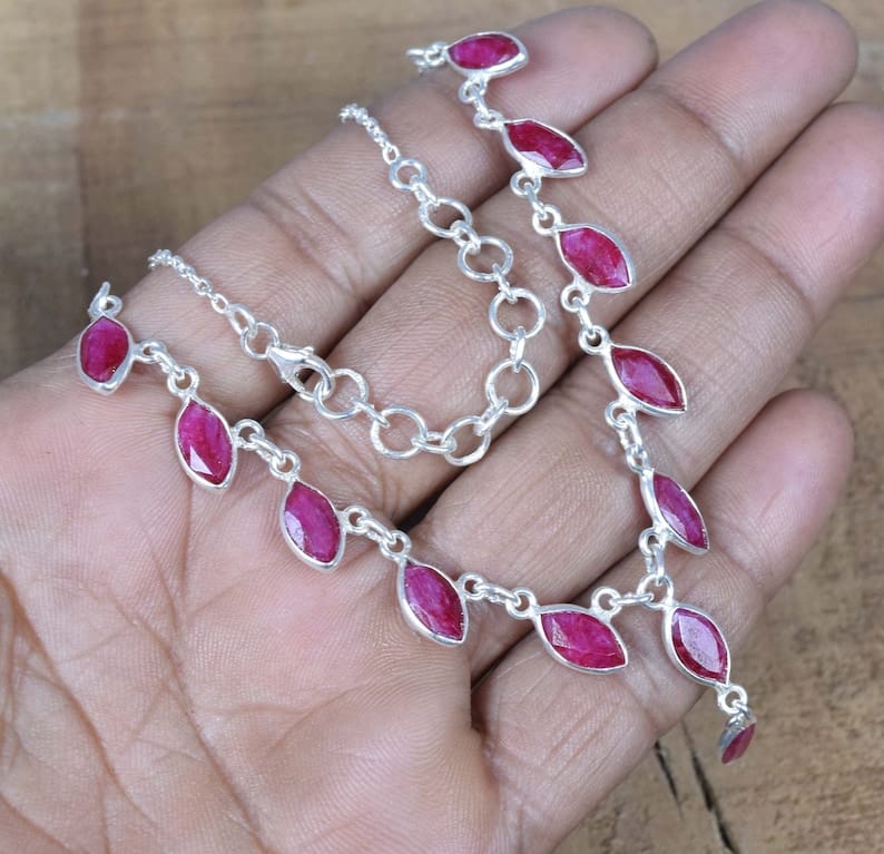 Red Ruby 925 Sterling Silver Necklace